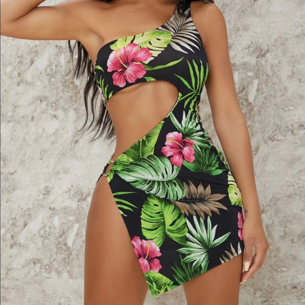 Cutout One-Shoulder Mini Dress